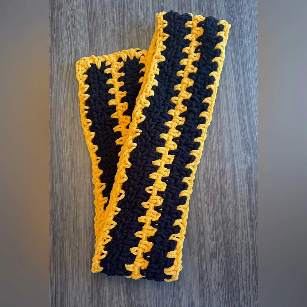 Black and Gold Crochet Scarf